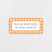 明るい色のギンガムプレイド小学校 ラベル (デザイン2)