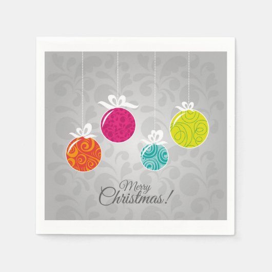 明るい色のクリスマスデコレーションボーブル スタンダードカクテルナプキン (正面)