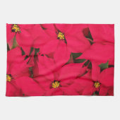 明るい色のクリスマスポインセチアの束 キッチンタオル (横)