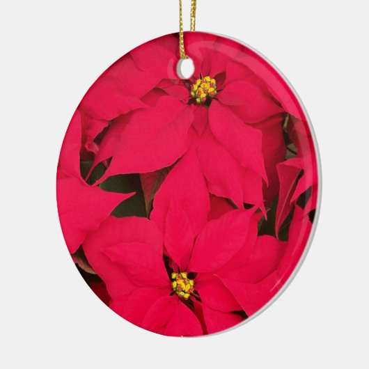 明るい色のクリスマスポインセチアの束 セラミックオーナメント (左)