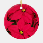 明るい色のクリスマスポインセチアの束 セラミックオーナメント (裏面)