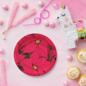 明るい色のクリスマスポインセチアの束 ペーパープレート (パーティー)