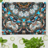 明るい色のクレーターのように見える曼荼羅 キッチンタオル (折り畳み)