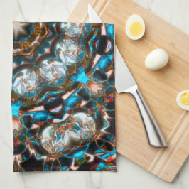 明るい色のクレーターのように見える曼荼羅 キッチンタオル