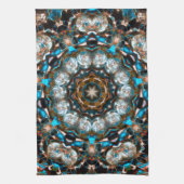 明るい色のクレーターのように見える曼荼羅 キッチンタオル (縦)