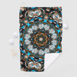 明るい色のクレーターのように見える曼荼羅 ゴルフタオル