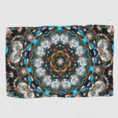 明るい色のクレーターのように見える曼荼羅 ゴルフタオル (横)