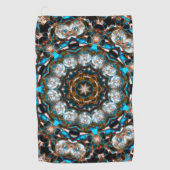 明るい色のクレーターのように見える曼荼羅 ゴルフタオル (正面)