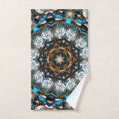 明るい色のクレーターのように見える曼荼羅 バスタオルセット (ハンドタオル)