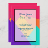 明るい色のジオメトリ三角形の汎用パーティー 招待状 (正面/裏面)