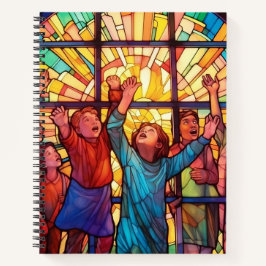 明るい色のステンドグラスの子ども ノートブック