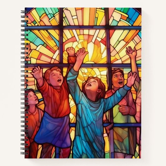 明るい色のステンドグラスの子ども ノートブック (正面)