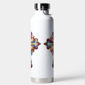 明るい色のステンドグラス十字型 ウォーターボトル (左面)