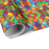 明るい色のステンドグラス明るく幸せ ラッピングペーパー (ロールコーナー)