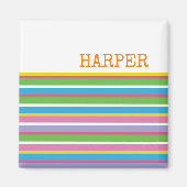 明るい色のストライプおもしろい名モダン夏お尻 マグネット (正面)