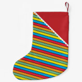 明るい色のストライプパーソナライズされた スモールクリスマスストッキング (裏面)