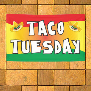 明るい色のタコ火曜日 横断幕