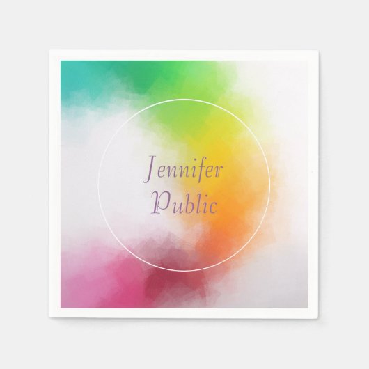 明るい色のテンプレート手書きスクリプモダント スタンダードカクテルナプキン (正面)