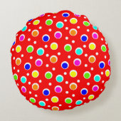 明るい色のドットパターン ラウンドクッション (裏面)