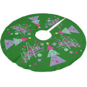 明るい色のネオンライトの行為のメリークリスマス ブラッシュドポリエステルツリースカート (アングル)