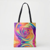 明るい色のネクタイ染め肩掛けトートバッグ トートバッグ (正面)