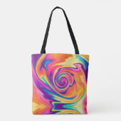 明るい色のネクタイ染め肩掛けトートバッグ トートバッグ (裏面)