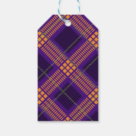 明るい色のハロウィンプレイドパターン ギフトタグ