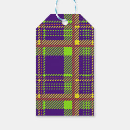 明るい色のハロウィンプレイドパターン ギフトタグ