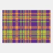 明るい色のハロウィンプレイドパターン ラッピングペーパーシート (正面)