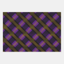 明るい色のハロウィンプレイドパターン ラッピングペーパーシート