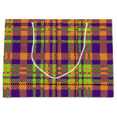 明るい色のハロウィンプレイドパターン ラージペーパーバッグ (正面)