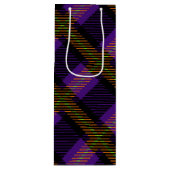 明るい色のハロウィンプレイドパターン ワインギフトバッグ (正面)