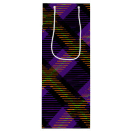 明るい色のハロウィンプレイドパターン ワインギフトバッグ