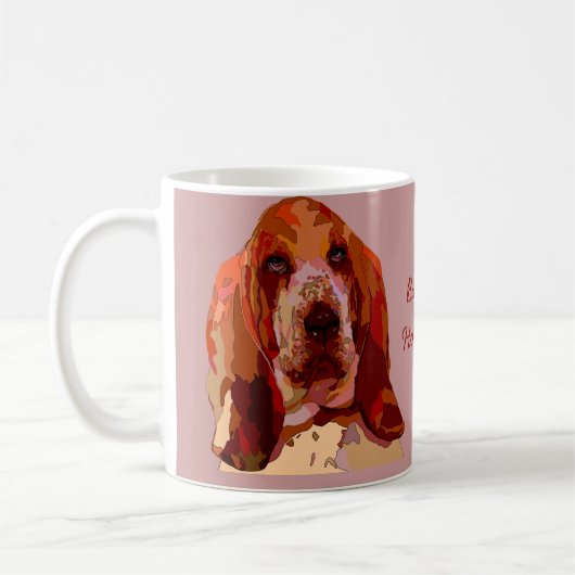 明るい色のバセットの猟犬のマグ コーヒーマグカップ (左)
