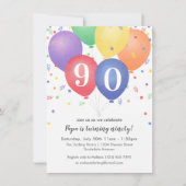 明るい色のバルーンを持つ誕生日招待状 招待状 (正面)