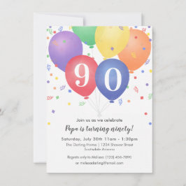 明るい色のバルーンを持つ誕生日招待状 招待状