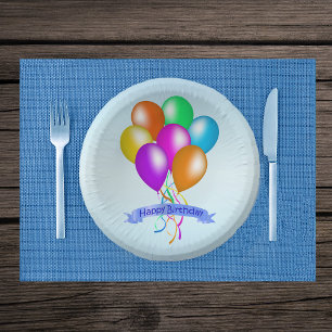明るい色のバンチ誕生日バルーンリボン ペーパーボウル