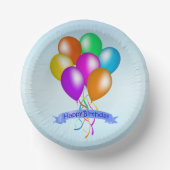 明るい色のバンチ誕生日バルーンリボン ペーパーボウル (正面)