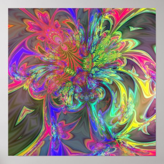 明るい色のバースト – サーモン&インディゴデヴァ ポスター (正面)