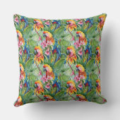 明るい色のパロットと熱帯花 アウトドアクッション (裏面)