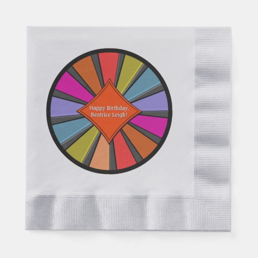 明るい色のパーソナライズされたサーカスビッグトップ 縁ありランチョンナプキン (正面)