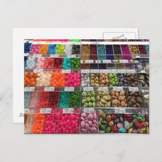 明るい色のビーズカラフル工芸品はがき ポストカード (正面/裏面)