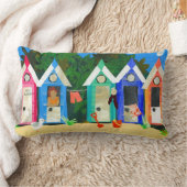 明るい色のビーチの小屋、シーグルと砂 ランバークッション (ブランケット)