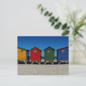 明るい色のビーチ小屋 シーズンポストカード (スタンド正面)