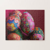 明るい色のピサンキーイースターの卵と文字スパ ジグソーパズル (横)