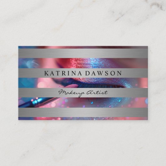 明るい色のファッション化粧 | ストライプの 名刺 (正面)