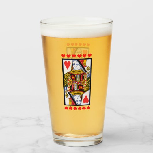 明るい色のファンシーハートク遊イーンのカード タンブラーグラス (ドリンク正面)