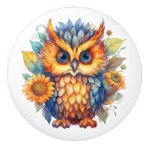 明るい色のフクロウのドアを引く。