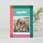 明るい色のブロックフレーム1フォトクリスマスカード シーズンカード (スタンド正面)