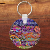 明るい色のペイズリーの波線 キーホルダー (正面)